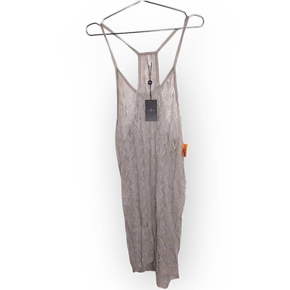 7 for All Mankind Womens Sweater‎ Sz Large Mohair Beige Open Vest  7004434